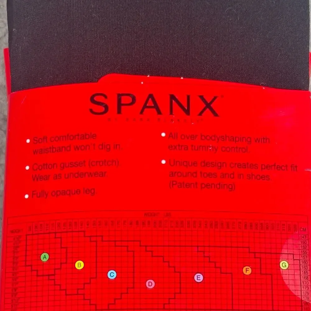 Spanx 128 Tight End Tights Womens Size C Black Original Body Shaping Underwear